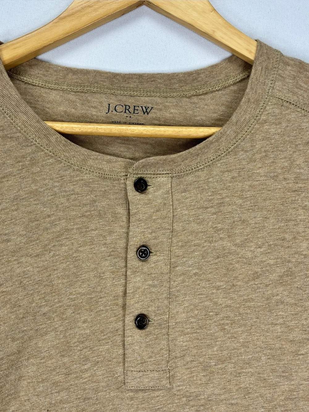 J. Crew Henley Long Sleeve Men’s Size XXL Beige 100% Cotton T-Shirt